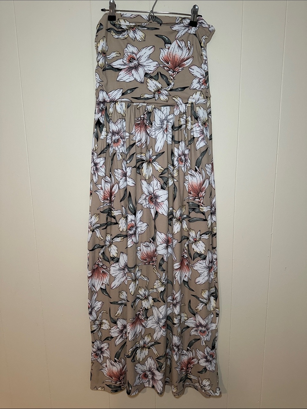 Floral Beige Maxi Dress